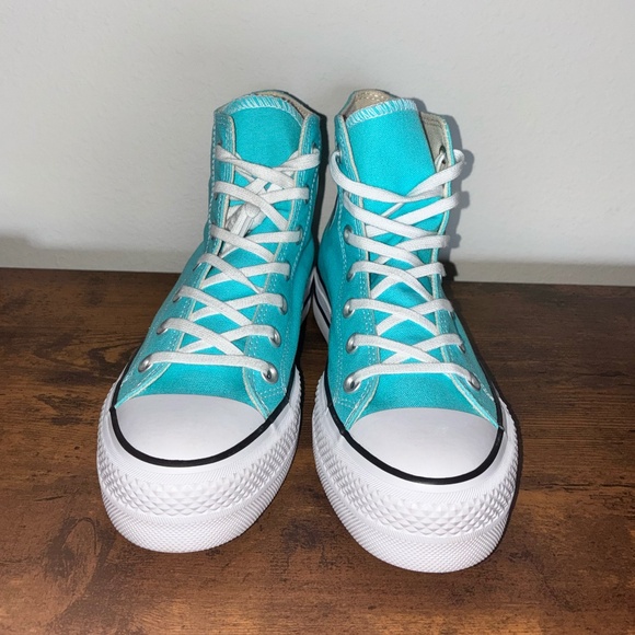 Converse Blue Green Platform Lifted High Top Chuck Taylor - Picture 1 of 6